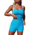 thumbnail image 1 of VEKDONE Women's Tankini Swimsuit with Shorts Two Piece High Waisted Ruched Bathing Suit Tummy Control Swimwear with Pockets Blue M, 1 of 9