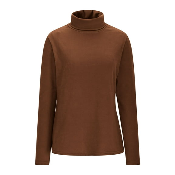 VEKDONE Women's Turtleneck Long Sleeve Shirts Fall Winter Fleece Warm Undershirt Casual Solid Color Basic Shirts Stretchy Lightweight Layer Slim Fit Tight Tops