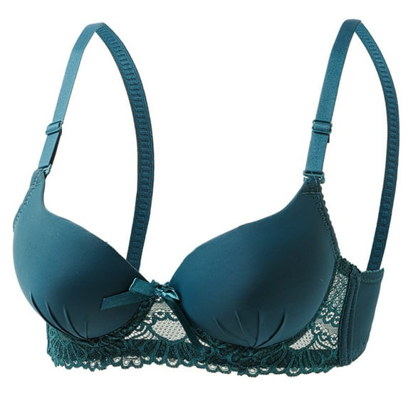 VEKDONE Women's Underwire Lace Bras Push Up Balconette Bra Seamless Comfort Adjustable Everyday Bra Solid Color Soft Comfy Bra Army Green Size 38