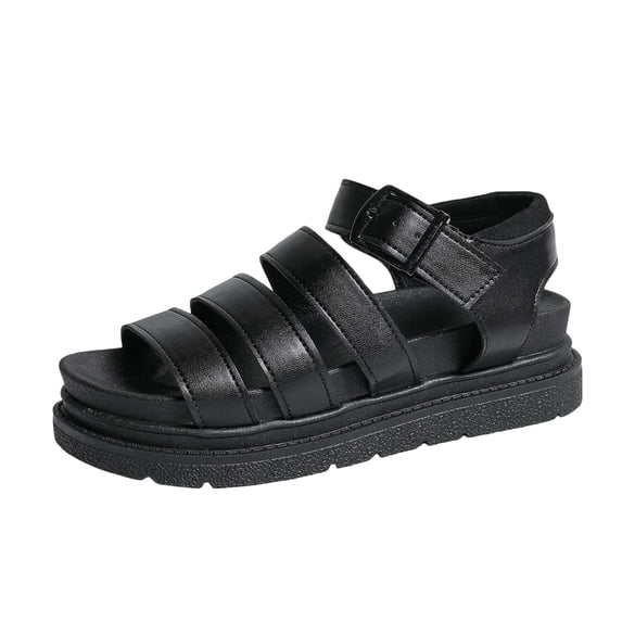 KEGIRLOM Women's Versatile And Stylish Plus-Size Shoes Spring/Summer Style Trendy Open-Toe Casual Sandals. Black 5.5