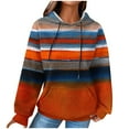 thumbnail image 1 of VEKDONE Women's Waffle Knit Hoodie Stripe Color Block Pullover Sweatshirt Plus Size Drawstring Hooded Sweatshirts Fall Fashion Loose Fit Hoodies with Kangaroo Pockets, 1 of 6