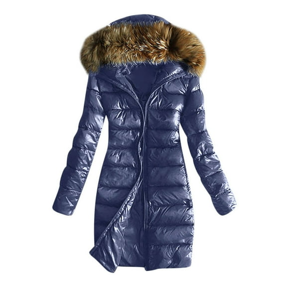 VEKDONE Women's Winter Hoodie Jacket With Down Insulation Jacket Long Warm Puffer Coats Full Zip Up Parka with Faux Fur Hooded