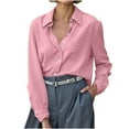 thumbnail image 1 of VEKDONE Women's Work Shirts Long Sleeve Button Lapel Blouse Solid Color Basic Business Office Shirt Fall Loose Lightweight Elegant Blouses, 1 of 6