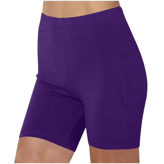 VEKDONE Women's Workout Shorts High Waisted Tummy Control Yoga Running Shorts Stretchy Athletic Gym Shorts with Side Pockets Purple M