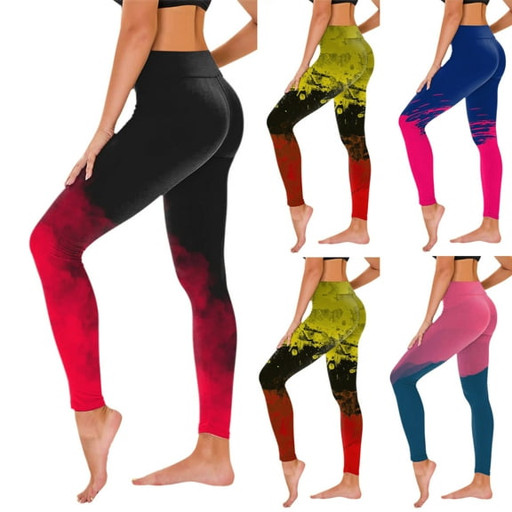 VEKDONE Women's Yoga Workout Leggings Gradient Color Sport Tights Fashion Running Gym Legging High Waist Tummy Control Butt Lifting Leggings