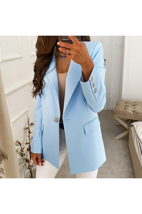 Womens Blazer Cardigan Notch Collar One Button Blazers Business Casual Open Front Boyfriend Style Jacket Outwear 2026 S,M,L,XL,XXL