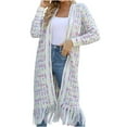 thumbnail image 1 of VEKDONE Womens Boho Cardigan Sweater Open Front Fringed Tassels Aztec Maxi Cardigan Jacket Fall Winter Long Sleeve Loose Long Cardigans, 1 of 8