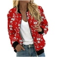 thumbnail image 1 of VEKDONE Womens Bombers Jackets Full Zip Up Long Sleeve Crewneck Coats Floral Print Outerwear Casual Loose Fit Lightweight Jacket Fall Trendy Coat with Pockets, 1 of 6