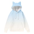 thumbnail image 1 of VEKDONE Womens Cat Ear Hoodies Trendy Gradient Tunic Sweatshirt Cute Drawstring Sweatshirts Fall Long Sleeve Loose Fit Hooded Pullover with Pocket Light Blue XXL, 1 of 5