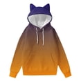 thumbnail image 1 of VEKDONE Womens Cat Ear Hoodies Trendy Gradient Tunic Sweatshirt Cute Drawstring Sweatshirts Fall Long Sleeve Loose Fit Hooded Pullover with Pocket Orange XL, 1 of 5