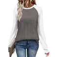 thumbnail image 1 of VEKDONE Womens Crewneck Tops Raglan Long Sleeve Color Block Blouses Casual Loose Fit Lightweight Pullover Lounge Shirts Top, 1 of 9