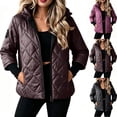thumbnail image 1 of VEKDONE Womens Diamond Quilted Hooded Puffer Jacket Zip up Padded Coat Relaxed Fit Warm Jackets Fall Winter Fashion Outerwear for Commuting, 1 of 9
