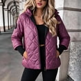 thumbnail image 1 of VEKDONE Womens Diamond Quilted Hooded Puffer Jacket Zip up Padded Coat Relaxed Fit Warm Jackets Fall Winter Fashion Outerwear for Commuting, 1 of 6