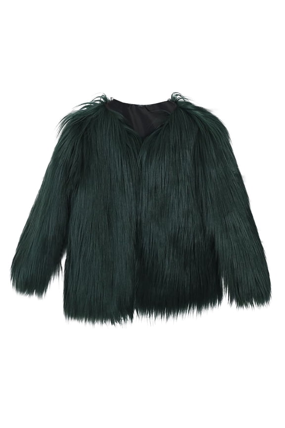 Womens Faux Fur Jackets Open Front Furry Coats Long Sleeve Plus Size Shaggy Jacket Winter Fleece Warm Cardigan Outerwear