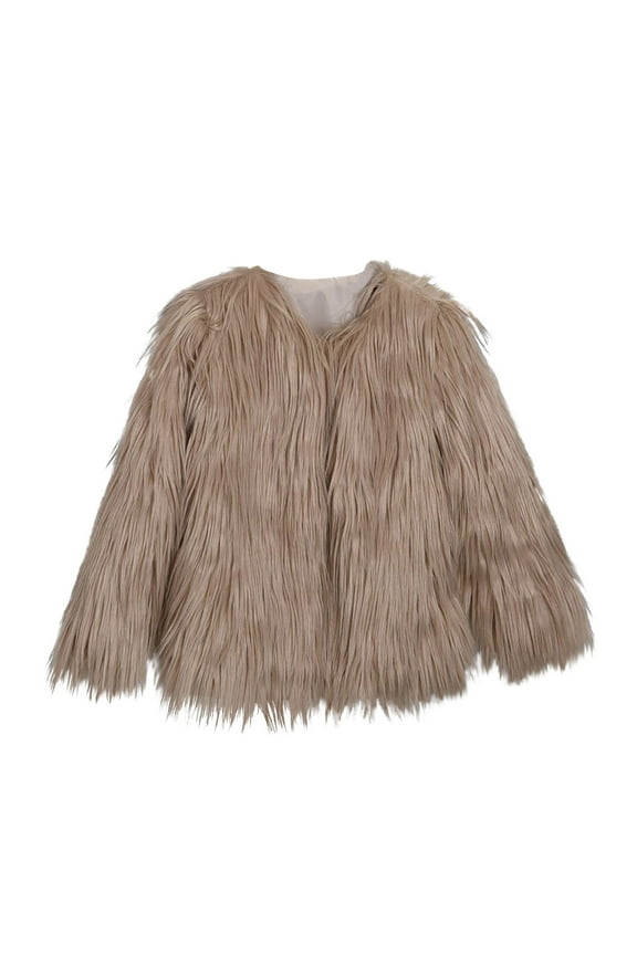 Womens Faux Fur Jackets Open Front Furry Coats Long Sleeve Plus Size Shaggy Jacket Winter Fleece Warm Cardigan Outerwear