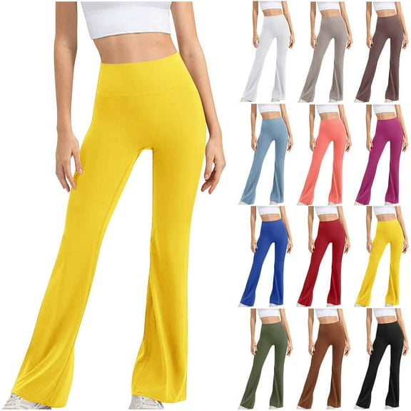 VEKDONE Womens Flare Yoga Pants High Waisted Straight Leg Bootcut Leggings Casual Loose Soft Workout Gym Long Pants Solid Color Outdoor Flared Pants