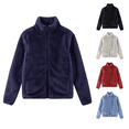 thumbnail image 1 of VEKDONE Womens Fleece Jackets Winter Full Zip Up Warm Coats Solid Color Soft Comfy Jacket Long Sleeve Mock Neck Fuzzy Coat, 1 of 5