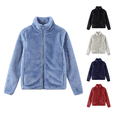 thumbnail image 1 of VEKDONE Womens Fleece Jackets Winter Full Zip Up Warm Coats Solid Color Soft Comfy Jacket Long Sleeve Mock Neck Fuzzy Coat, 1 of 4