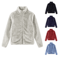 thumbnail image 1 of VEKDONE Womens Fleece Jackets Winter Full Zip Up Warm Coats Solid Color Soft Comfy Jacket Long Sleeve Mock Neck Fuzzy Coat, 1 of 7