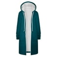 thumbnail image 1 of VEKDONE Womens Fleece Long Coats with Hood Fall Winter Long Sleeve Loose Fit Hoodie Jackets Full Zip Up Drawstring Coat with Pockets Fashion Outerwear, 1 of 6