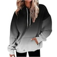 thumbnail image 1 of VEKDONE Womens Gradient Hoodie Sweatshirts Long Sleeve Drawstring Hooded Sweatshirt Fall Thin Fleece Loose Fit Comfy Pullover Top with Pocket Black L, 1 of 4