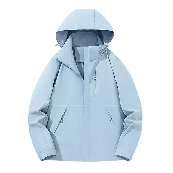 VEKDONE Womens Hooded Raincoat Full Zip Up Waterproof Rain Jackets Plus Size Windproof Windbreaker Loose Fit Lightweight Hoodie Coats with Pockets