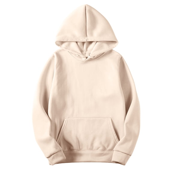 VEKDONE Womens Hoodie Sweatshirt Fall Long Sleeve Drawstring Hooded Pullover with Pocket Solid Color Basic Loose Fit Sweatshirts Beige XXL