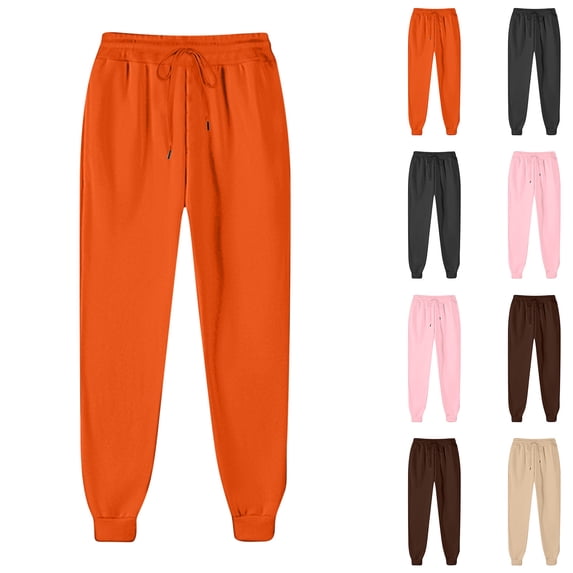 VEKDONE Womens Joggers Pants Elastic High Waisted Drawstring Long Pants Solid Color Basic Plus Size Tapered Pants Casual Stretchy Workout Trousers with Pockets