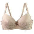 thumbnail image 1 of VEKDONE Womens Lace Underwire Bra Push Up Full Coverage Lingerie Soft Comfy Bras Lightweight Breathable Everyday Bra Khaki Size 95C, 1 of 8