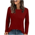 thumbnail image 1 of VEKDONE Womens Long Sleeve Crew Neck Tunic Tops Fall Casual Loose Lightweight Pullover Top Solid Color Basic Soft Blouse, 1 of 8