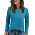 thumbnail image 1 of VEKDONE Womens Long Sleeve Crew Neck Tunic Tops Fall Casual Loose Lightweight Pullover Top Solid Color Basic Soft Blouse, 1 of 8
