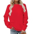 thumbnail image 1 of VEKDONE Womens Long Sleeve Crewneck Sweatshirts Solid Color Loose Fit Tunic Pullover Casual Lightweight Basic Workout Athletic Pullovers Red XXXL, 1 of 4