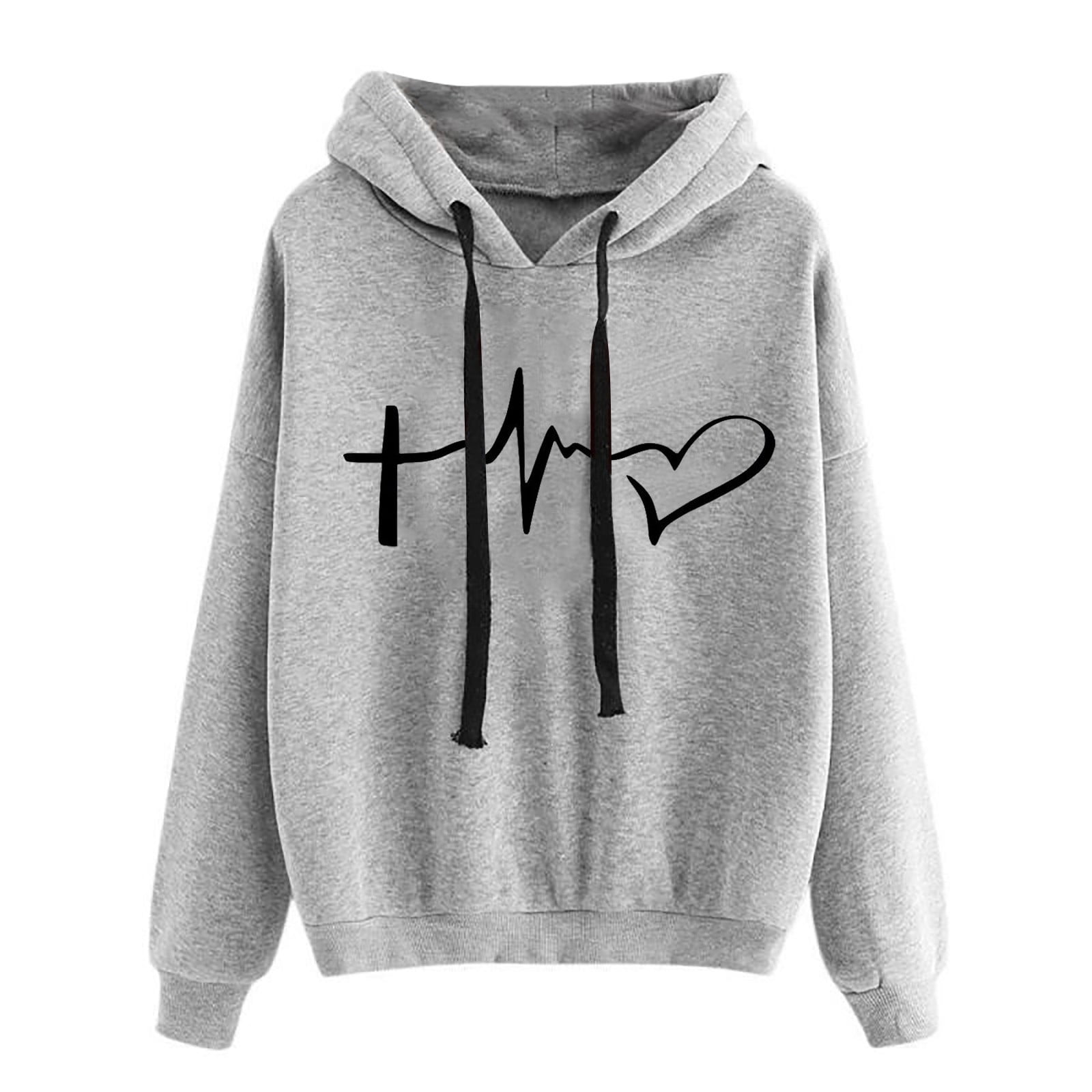 Ladies' Off Shoulder Long Sleeved Printed Love Hoodie