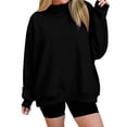 thumbnail image 1 of VEKDONE Womens Mock Neck Sweatshirt Long Sleeve Loose Fit Pullover Top | Casual Mock Neck Sweatshirt Oversized Pullover Drop Shoulder Lounge Travel Weekend Wear Black XXL, 1 of 8