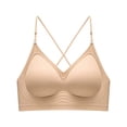 thumbnail image 1 of VEKDONE Womens Neck Hanging Beautiful Back Bra with Seamless Gathering, Comfortable top Support, no Steel Ring Bra, Backless Sport Bras Beige Size XL, 1 of 4