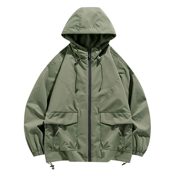 VEKDONE Womens Outdoor Hooded Zip-Up Jacket Patchwork Casual Loose Windbreaker Couple Thin Jackets Fall Loose Lightweight Hoodies Coat with Pockets