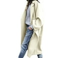 thumbnail image 1 of VEKDONE Womens Pea Coat Button Down Notch Neck Long Jackets Solid Color Wool Blend Overcoat Loose Fit Plus Size Soft Outerwear with Pockets, 1 of 7