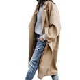 thumbnail image 1 of VEKDONE Womens Pea Coat Button Down Notch Neck Long Jackets Solid Color Wool Blend Overcoat Loose Fit Plus Size Soft Outerwear with Pockets, 1 of 7