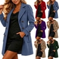 thumbnail image 1 of VEKDONE Womens Pea Coat Notch Lapel Double Breasted Trench Coats Relaxed Fit Button Cuffs Side flap Pockets Overcoat Business Casual Fall Winter Outerwear, 1 of 7