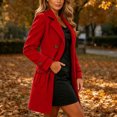 thumbnail image 1 of VEKDONE Womens Pea Coat Notch Lapel Double Breasted Trench Coats Relaxed Fit Button Cuffs Side flap Pockets Overcoat Business Casual Fall Winter Outerwear, 1 of 7