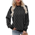 thumbnail image 1 of VEKDONE Womens Polka Dot Pullover Sweatshirt Fall Long Sleeve Crewneck Tunic Tops Casual Loose Fit Comfortable Sweatshirts Black L, 1 of 5