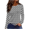 thumbnail image 1 of VEKDONE Womens Polka Dots Tops Long Sleeve Crewneck Basic Shirts Casual Loose Fit Lightweight Pullover Tunic Tops, 1 of 4
