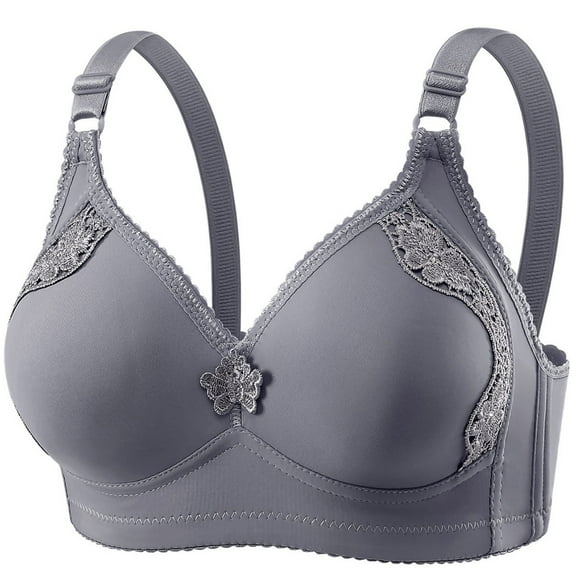 VEKDONE Womens Push Up Bras Full Coverage Plus Size Bra Adjustable Straps Underwire Breathable Everyday Bra Comfort No Underwire Daily Bra Gray Size 40