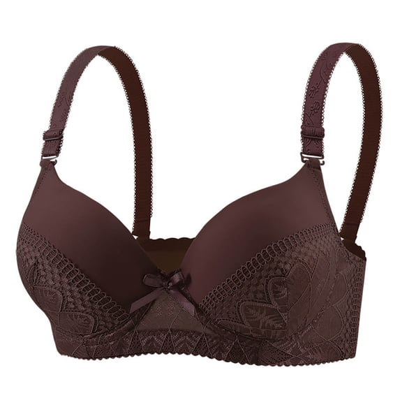 VEKDONE Womens Push Up Wireless Bras Full Coverage Adjustable Straps Breathable Underwire Everyday Bra Soft Comfort Daily Bra Coffee Size 40