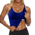 thumbnail image 1 of VEKDONE Womens Racerback Ribbed Tank Tops Stretch Soft Slim Fit Tunic Tops Summer Casual Sleeveless V Neck Workout Tank Top Crop Spaghetti Camisole Blue M, 1 of 8