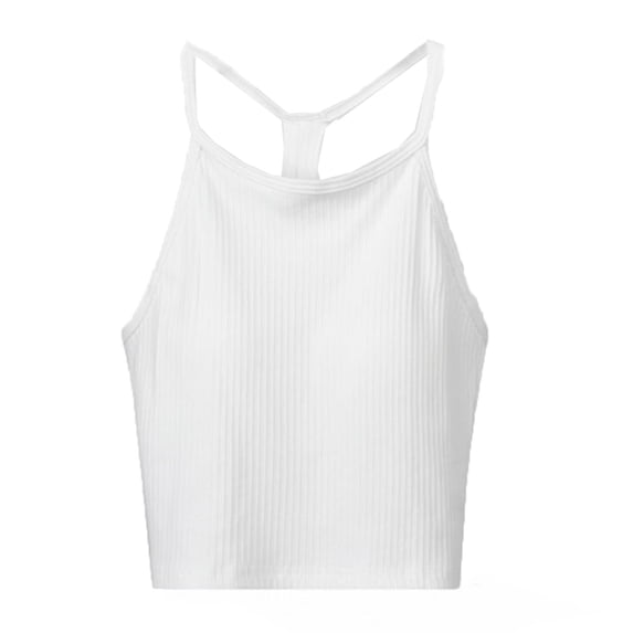 VEKDONE Womens Racerback Tank Top Summer Cotton Crop Spaghetti Strap Tanks with Built in Bra Solid Color Stretch Slim Fit Tunic Tops White XL