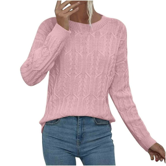 VEKDONE Womens Ribbed Knit Sweater Casual Long Sleeve Crewneck Pullover Tops Chunky Loose Fit Sweaters Warm Trendy Clothes