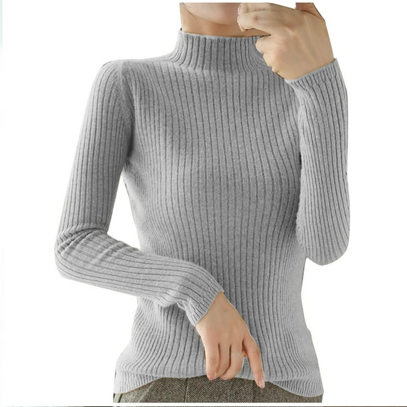VEKDONE Womens Ribbed Knit Turtleneck Sweater Winter Solid Color Basic Long Sleeve Pullover Tops Casual Stretchy Slim Fitted Outfits Underwear