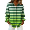thumbnail image 1 of VEKDONE Womens Shirts Long Sleeve Button Lapel Shirt Fashion Stripe Color Block Blouses Casual Loose Fit Plus Size Tunic Tops, 1 of 6