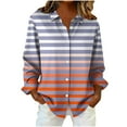 thumbnail image 1 of VEKDONE Womens Shirts Long Sleeve Button Lapel Shirt Fashion Stripe Color Block Blouses Casual Loose Fit Plus Size Tunic Tops, 1 of 6